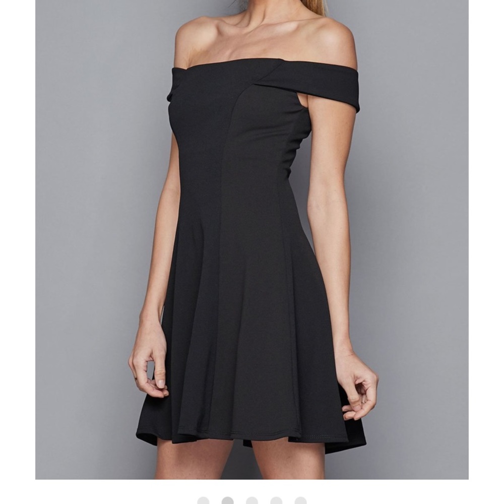 Black off the shoulder tease me dress